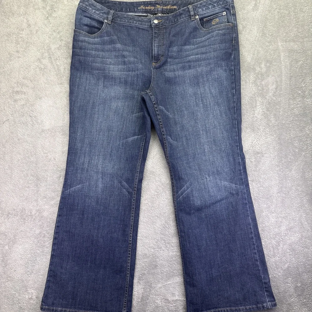 Harley Davidson Women's Sz 22 Boot Cut Jeans  99025-08VW Blue Denim Motorcycle